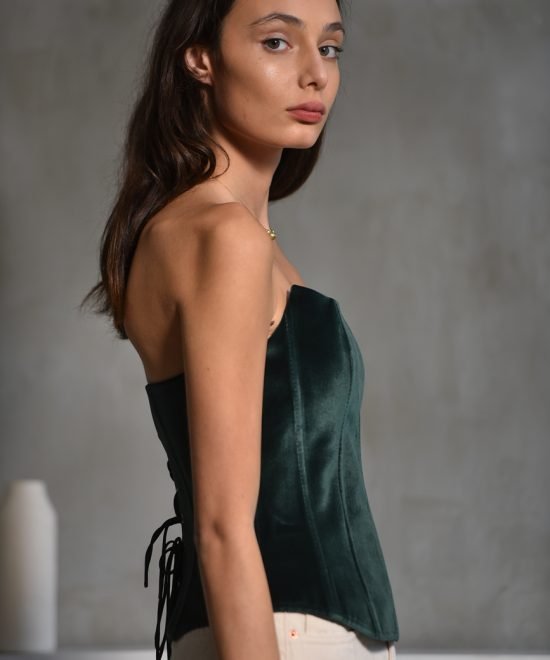 Alternative view of MARIKONE velvet green corset