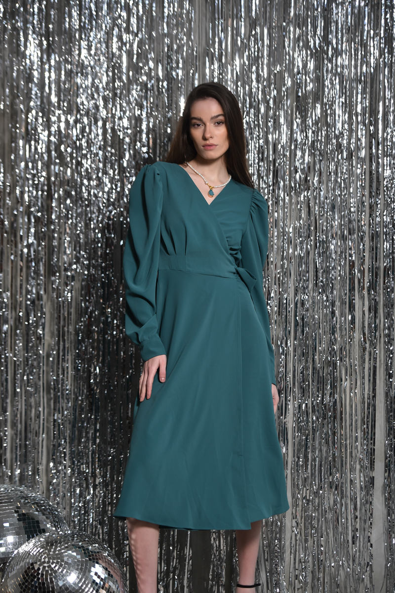 COMODE design green belted dress - Comode.ge