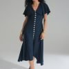 COMODE Blue dress with sleeves and buttons