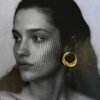 NOIR  Gold Circle earrings