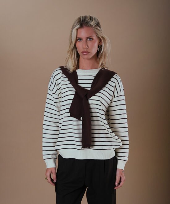 COMODE Dark Brown Striped Sweater