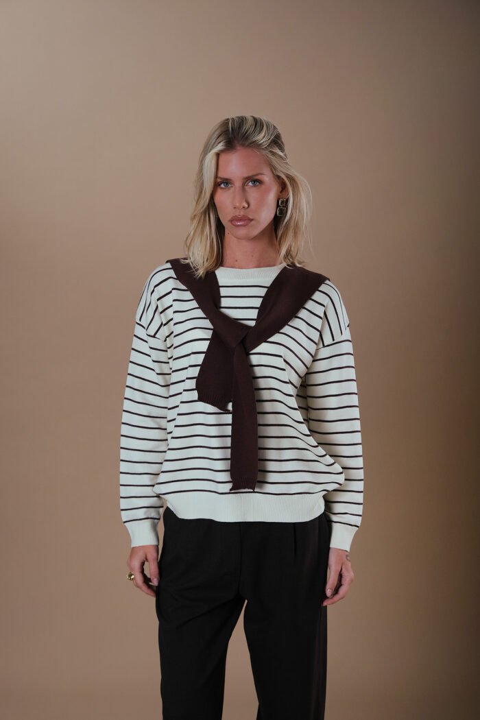 COMODE Dark Brown Striped Sweater