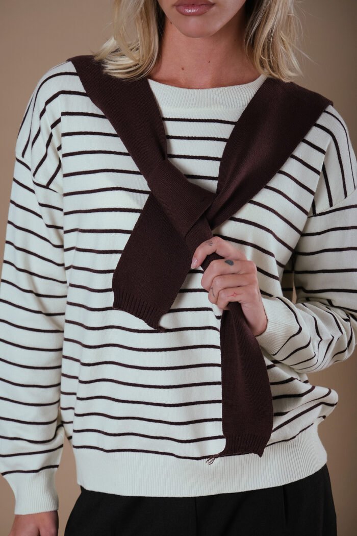 COMODE Dark Brown Striped Sweater - Image 3