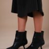 PERE Black Leather Ankle Boots