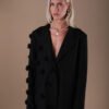 COMODE X KVARIANI Black Blazer with 3D Flower Details
