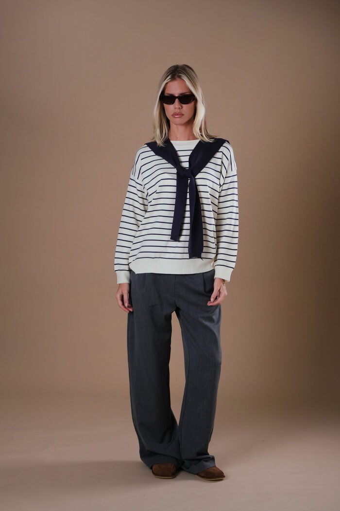 COMODE Navy Blue Striped Sweater - Image 3