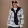 COMODE Navy Blue Striped Sweater