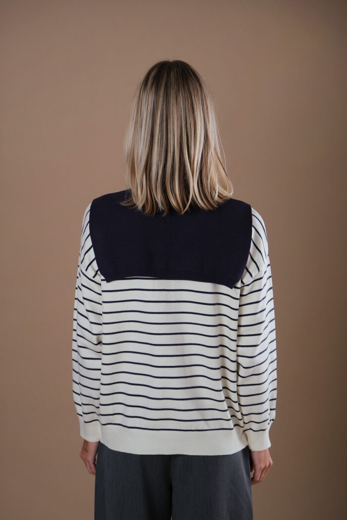 COMODE Navy Blue Striped Sweater - Image 2