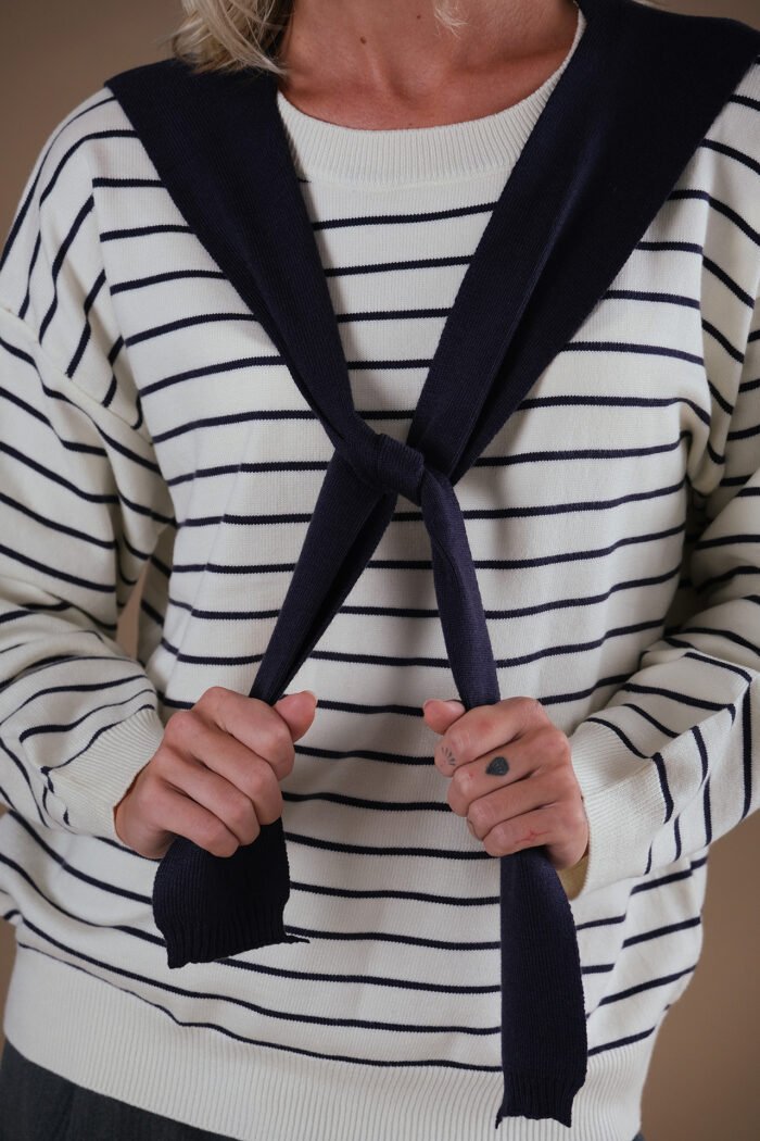 COMODE Navy Blue Striped Sweater - Image 4