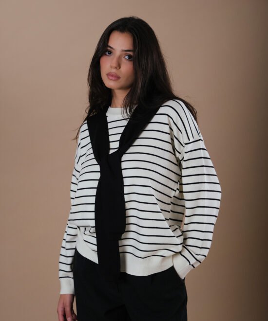 COMODE Black Striped Sweater