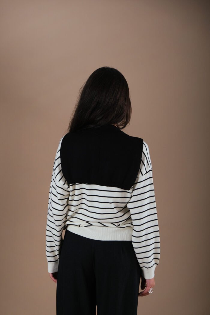COMODE Black Striped Sweater - Image 2