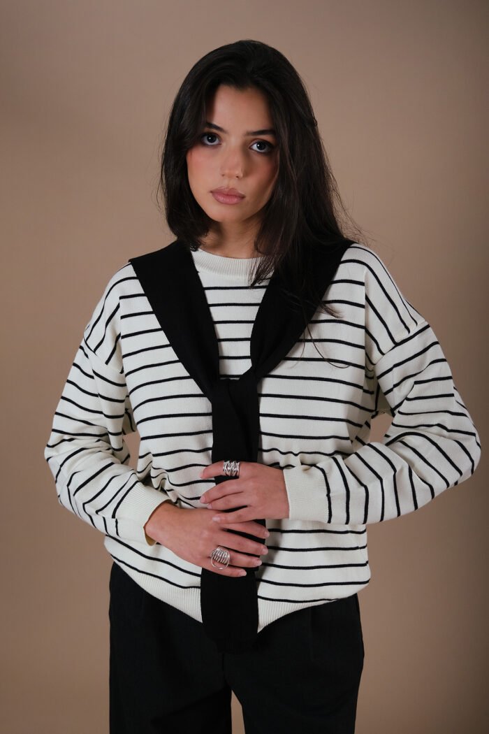 COMODE Black Striped Sweater - Image 3