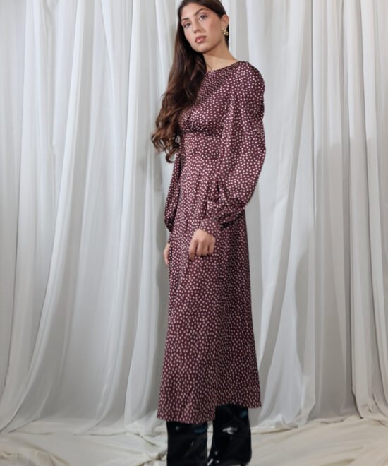 COMODE Nina Brown Polka-dot Dress