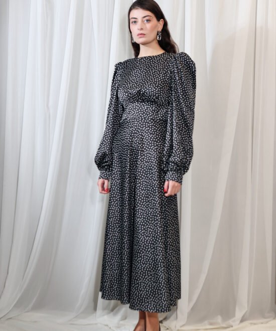 COMODE Nina Black Polka-dot Dress
