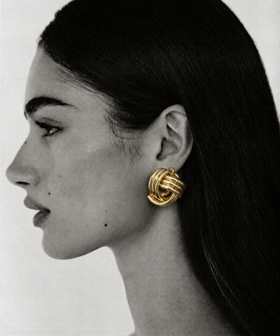 Alternative view of NOIR Gold Knit Earrings