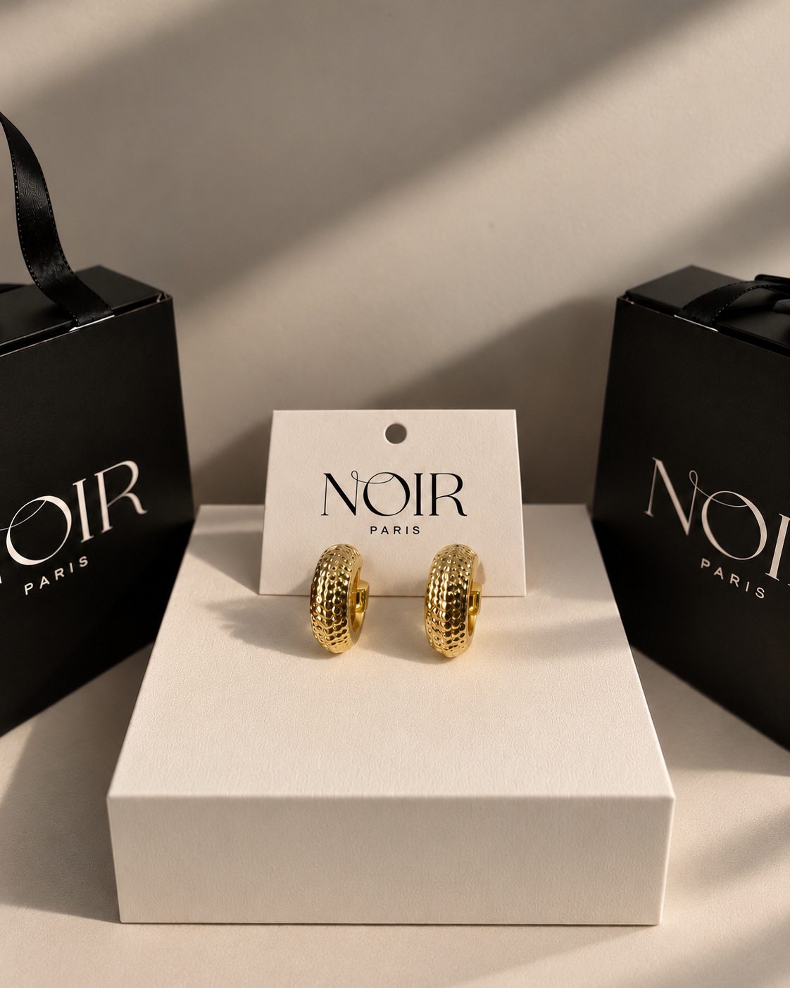 NOIR Gold Hoop Earrings - Image 3