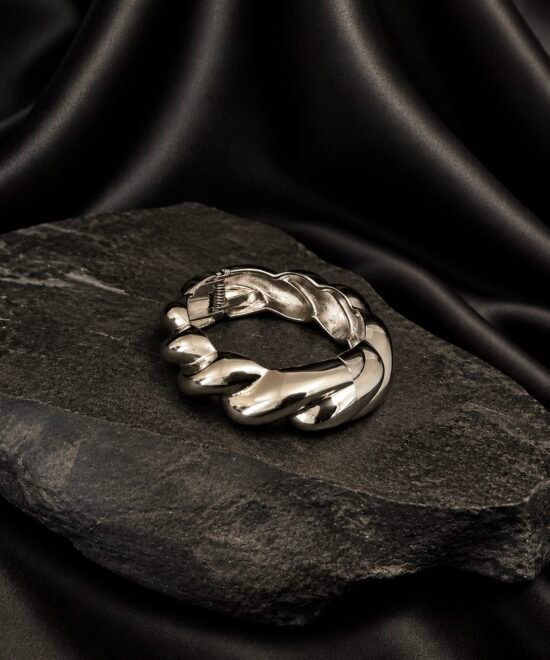 NOIR Silver Spiral Bracelet