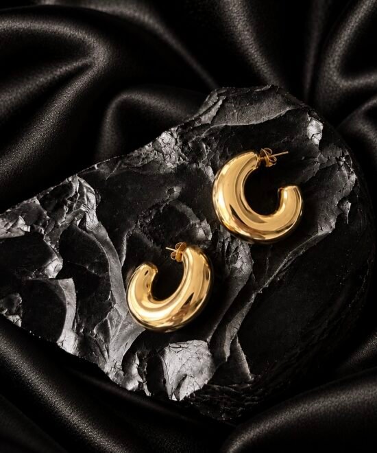 NOIR Gold Chunky Hoop Earrings