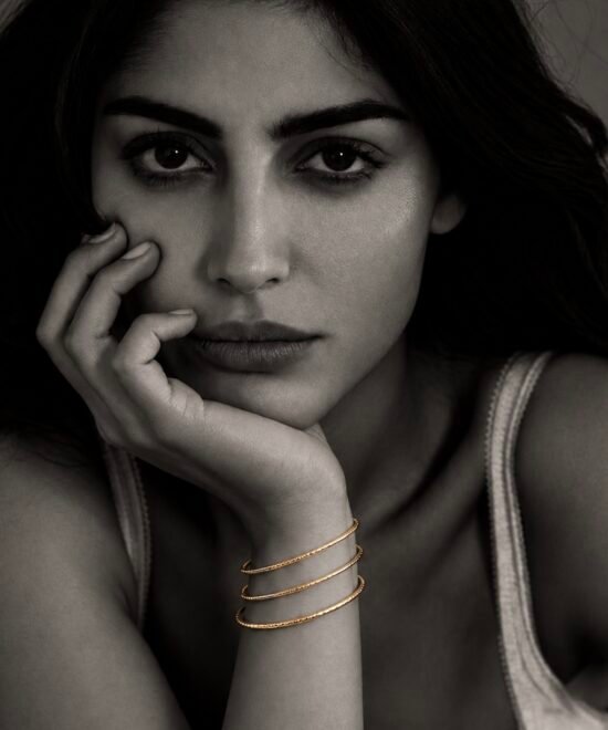 Alternative view of NOIR Gold Tiny Bangles