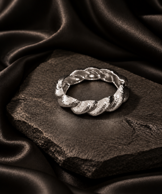 NOIR Silver Matte Spiral Bracelet