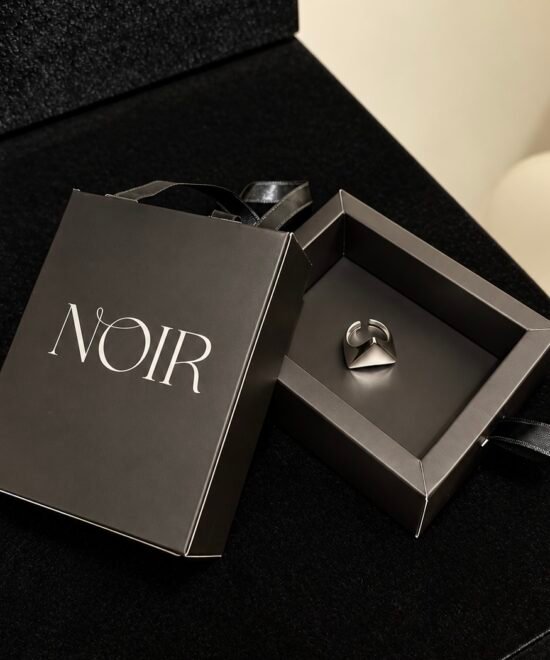 Alternative view of NOIR Silver Triangle Ring