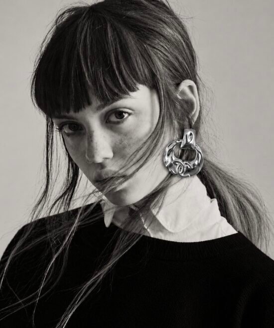 Alternative view of NOIR Silver Earrings