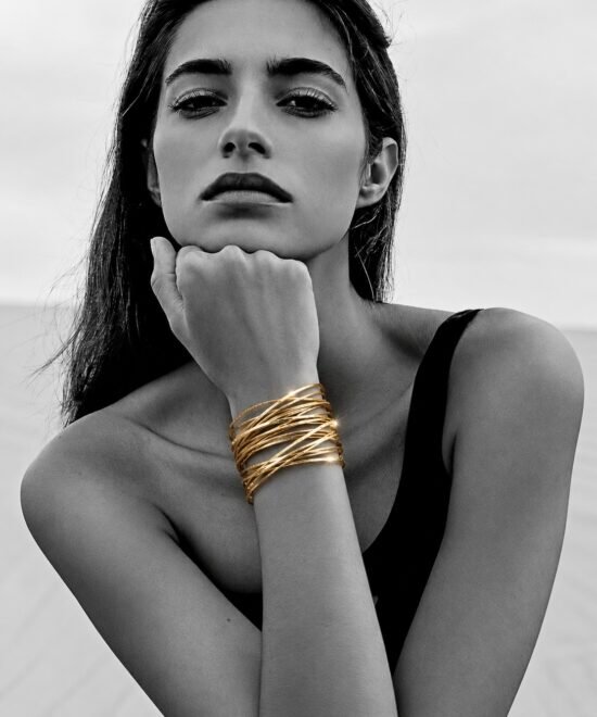 Alternative view of NOIR Gold shiny Bangles