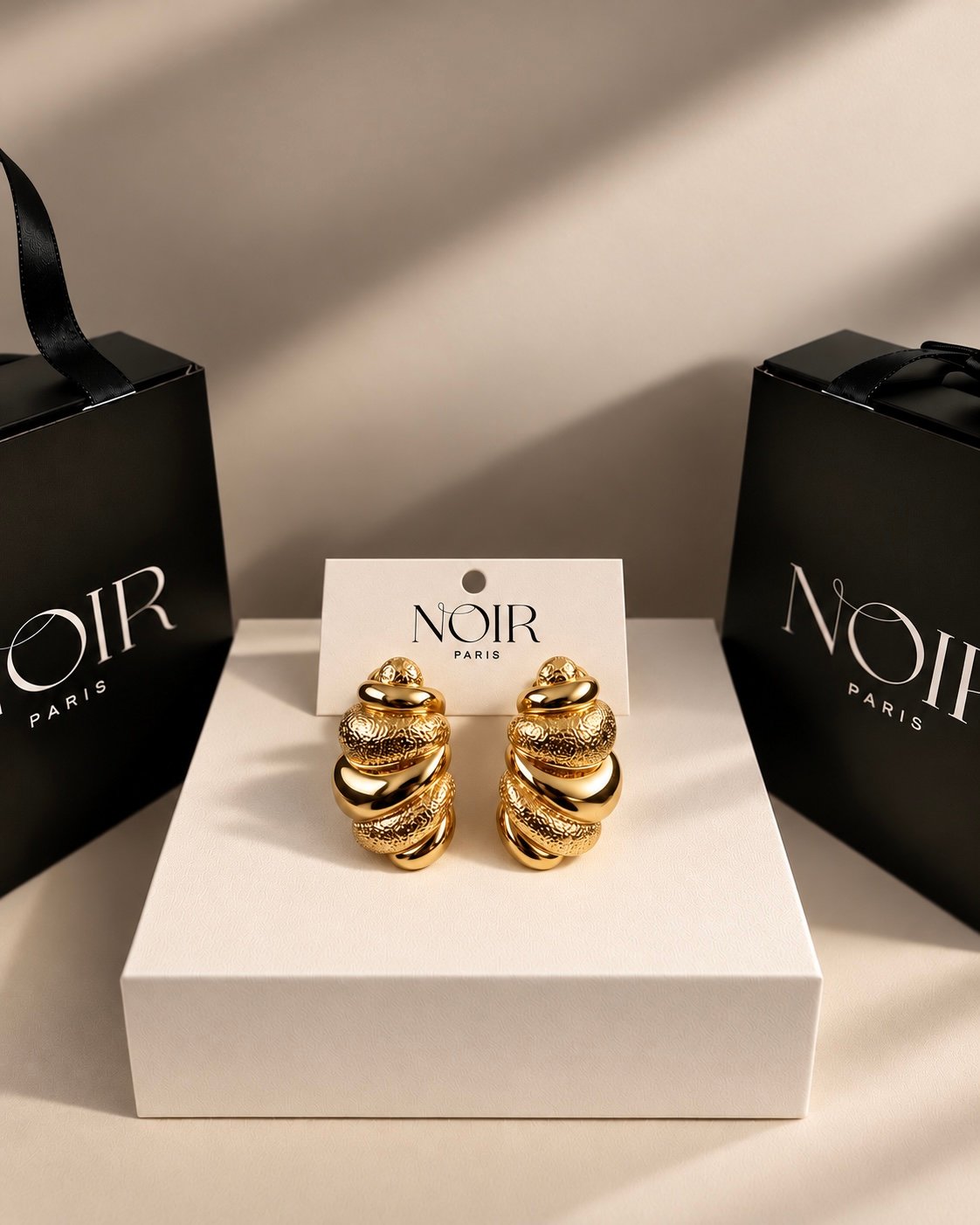 NOIR Gold "Croasant" Earrings - Image 3