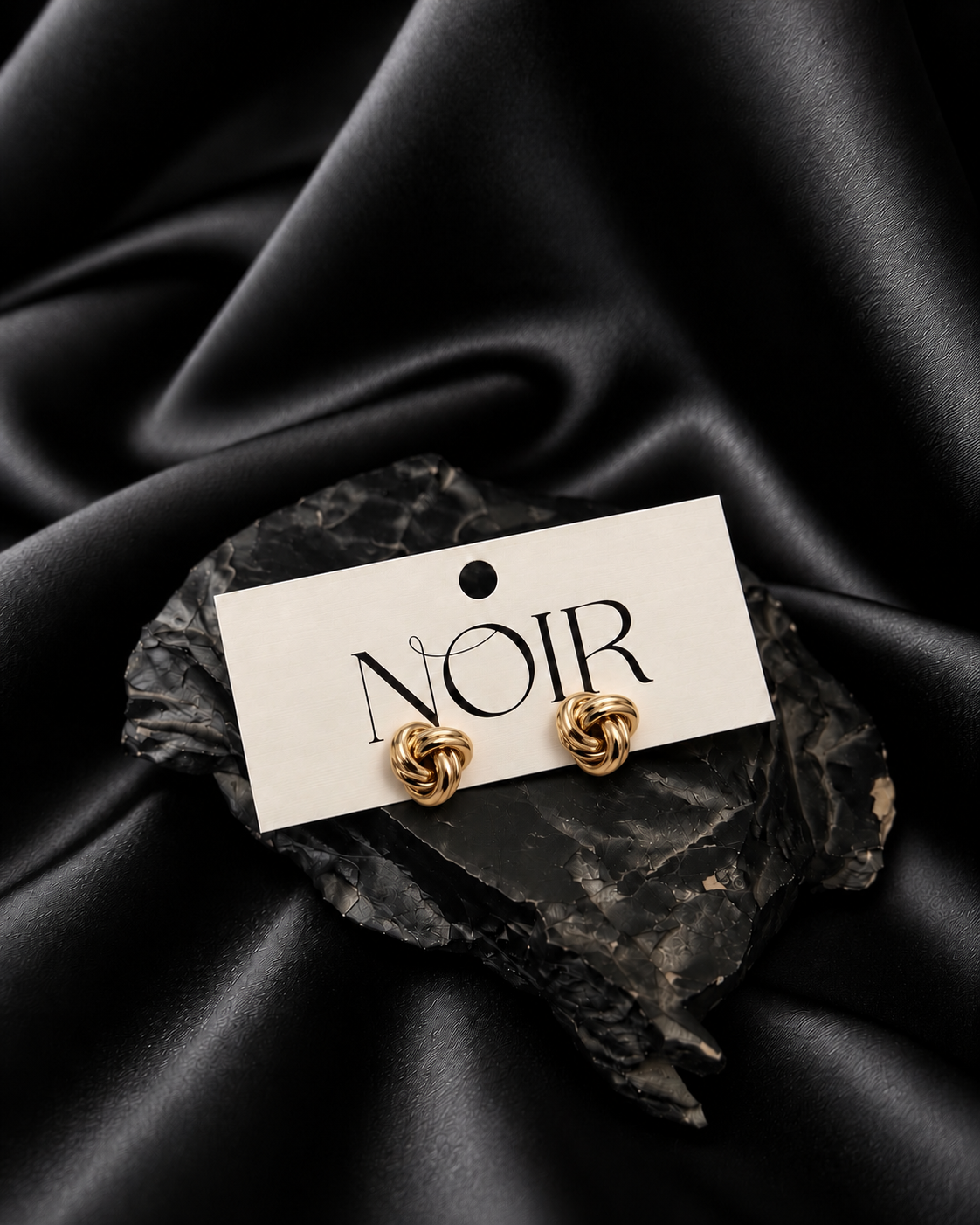 NOIR Gold Knot Earrings
