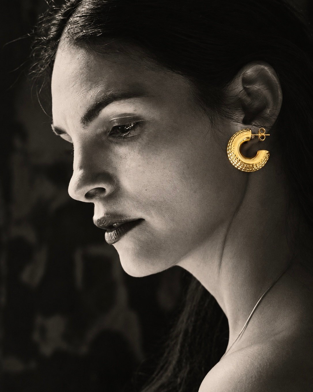 NOIR Gold Hoop Earrings - Image 2
