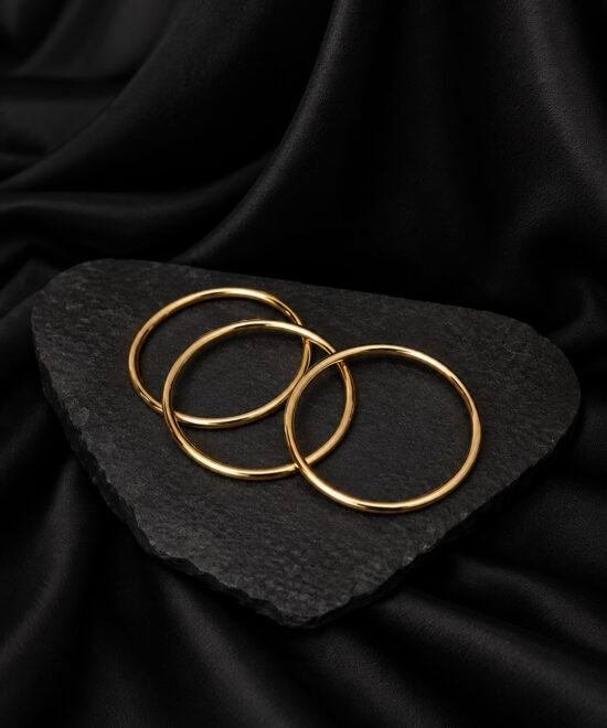 NOIR Gold Shiny Bangle Set (3)