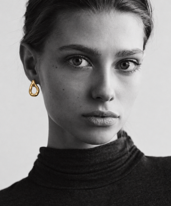 Alternative view of NOIR Gold Tie Earrings