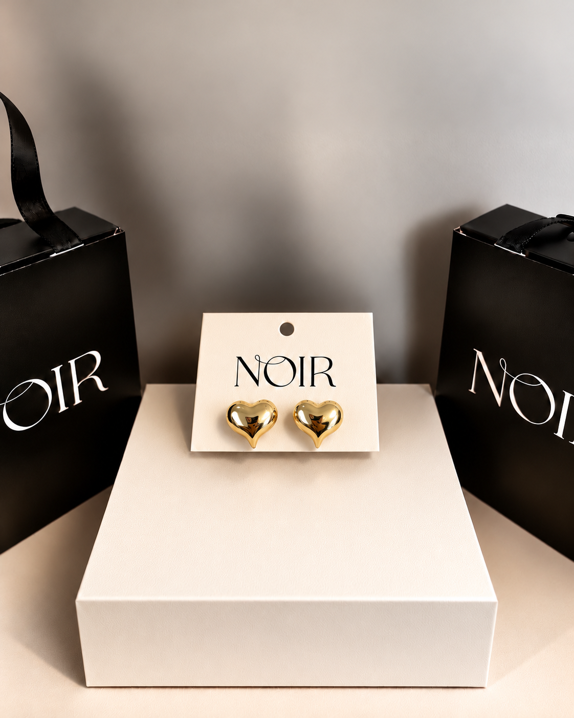 NOIR Golden Heart Earrings - Image 3