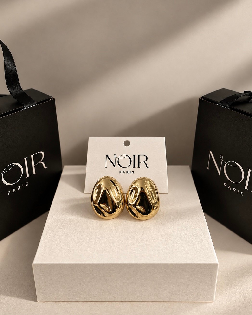 NOIR Gold Stone Earrings - Image 3