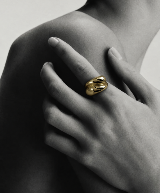 Alternative view of NOIR Gold Double Ring