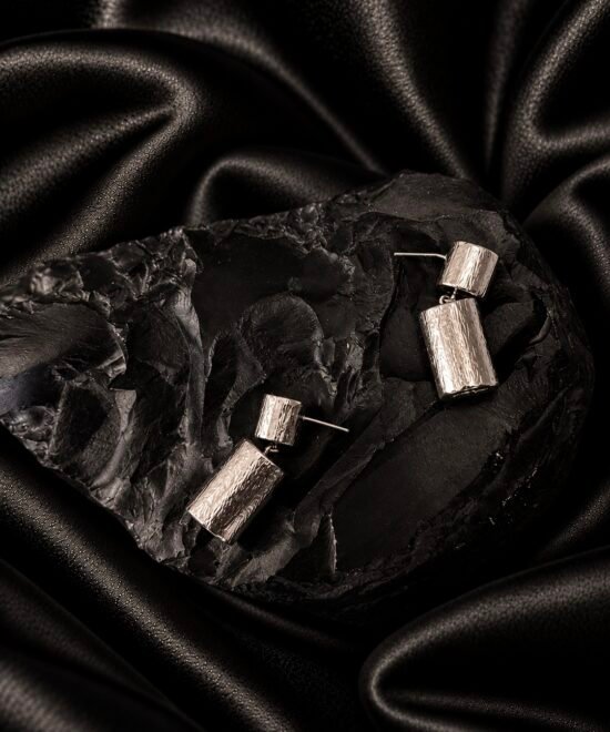 NOIR Silver Mini Geo Chic Earrings