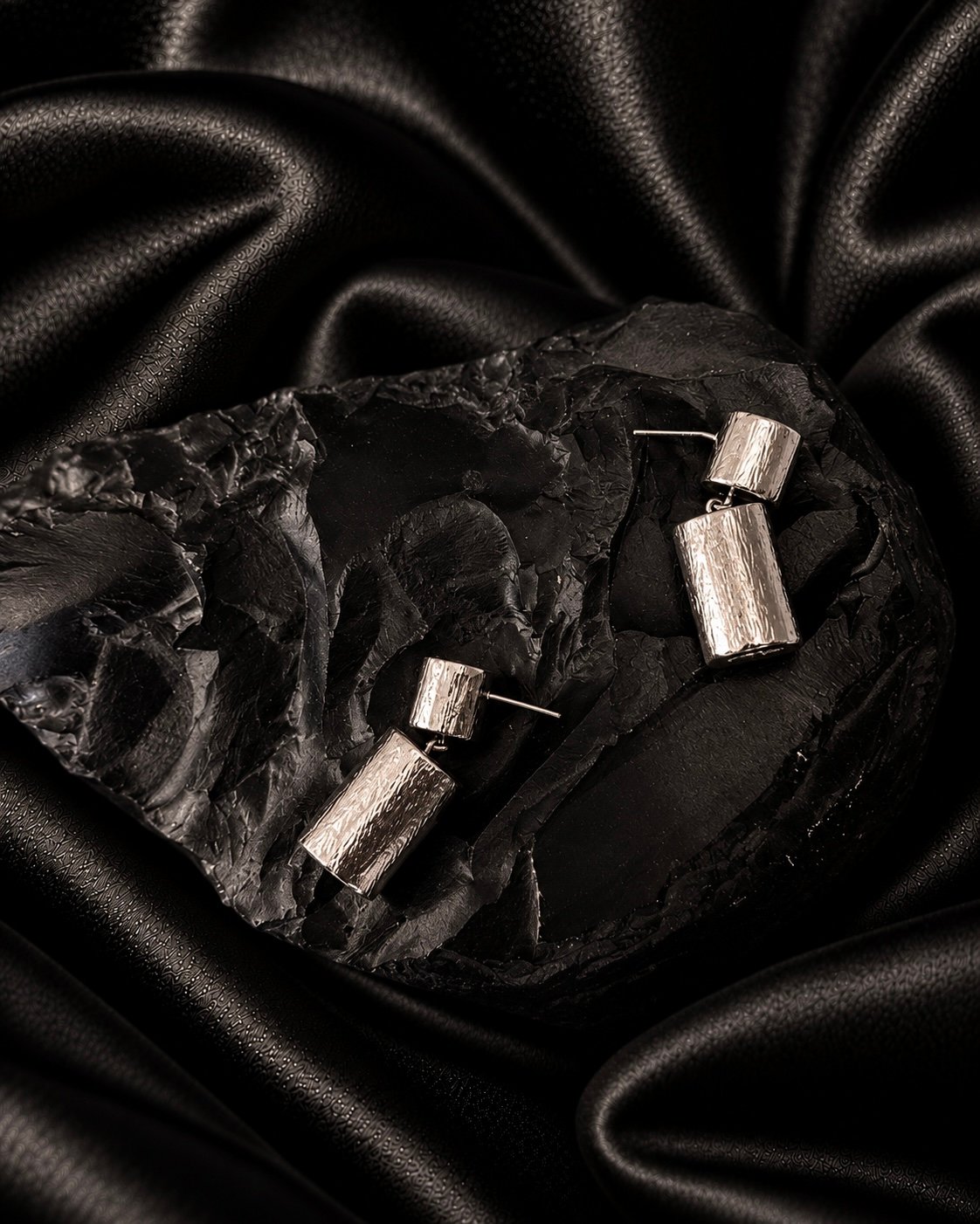 NOIR Silver Mini Geo Chic Earrings