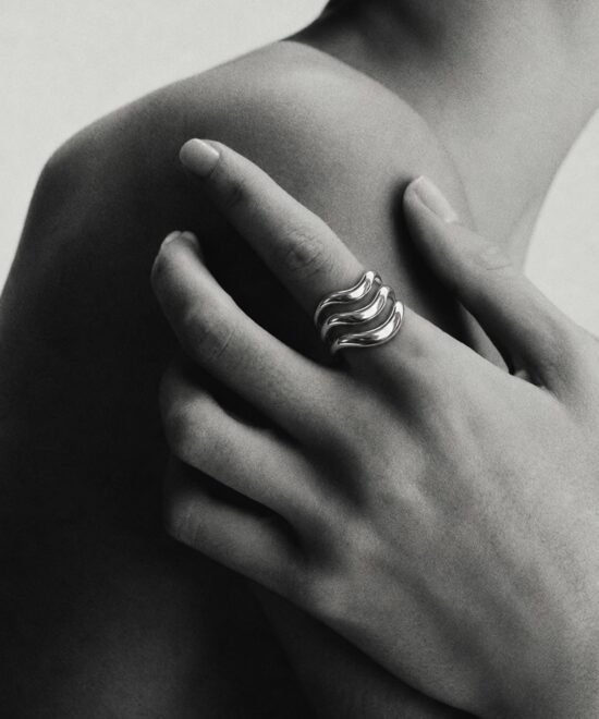 Alternative view of NOIR Wavey Silver Ring