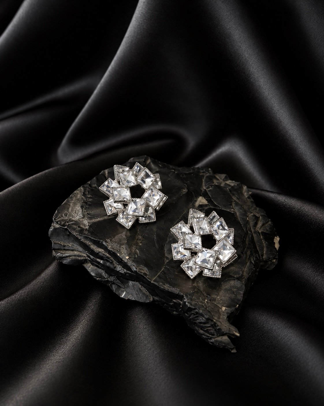 NOIR Silver “Bloom” earrings