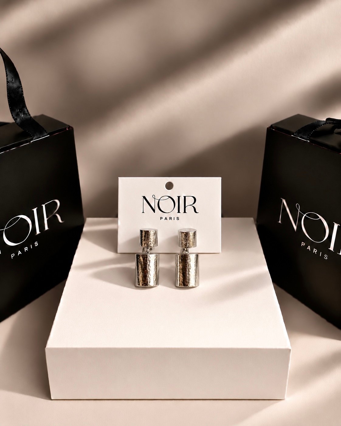NOIR Silver Mini Geo Chic Earrings - Image 3