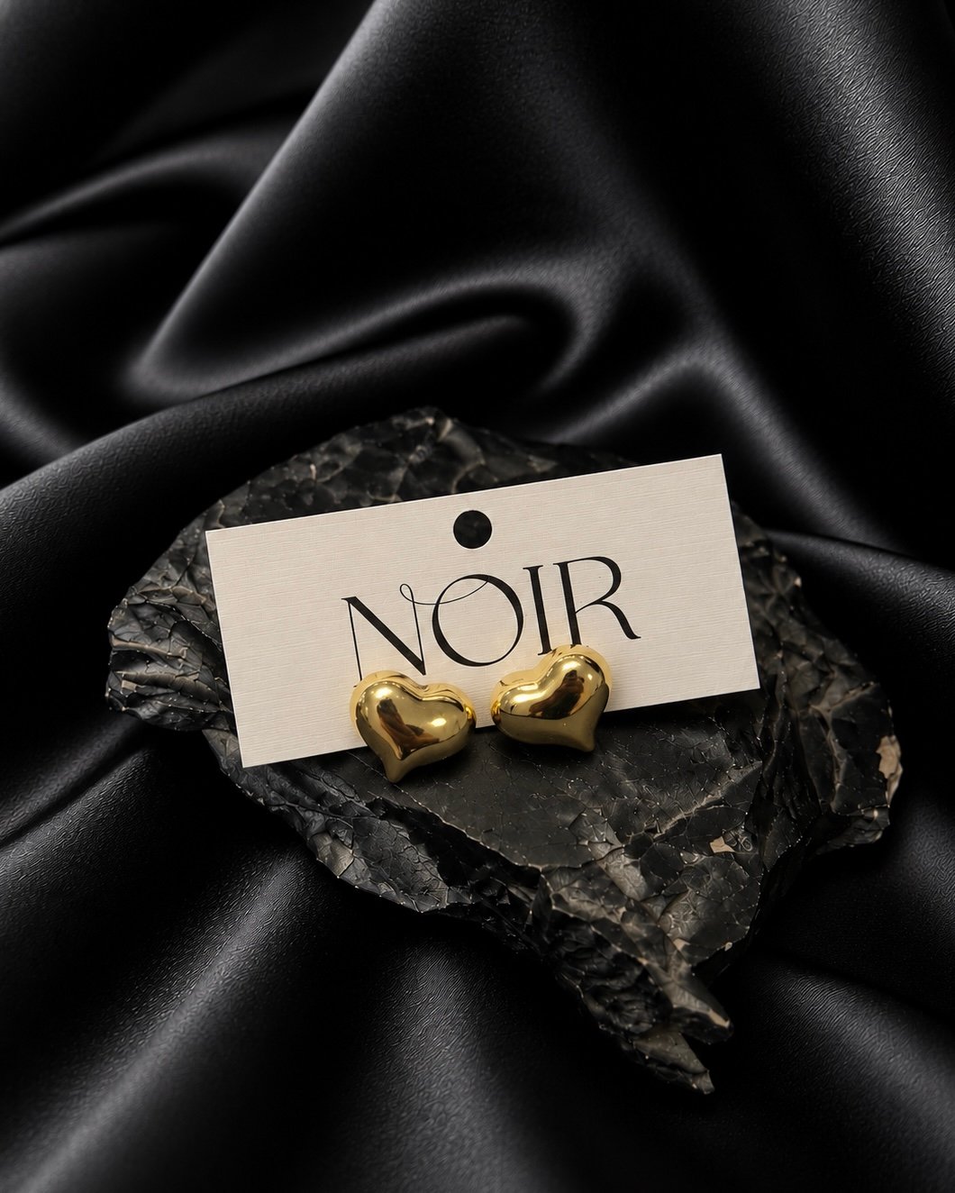 NOIR Golden Heart Earrings