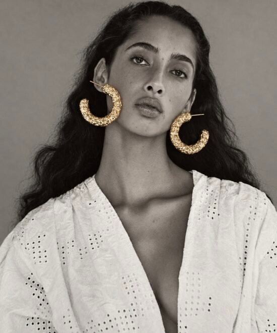Alternative view of NOIR Gold Hoop Earrings