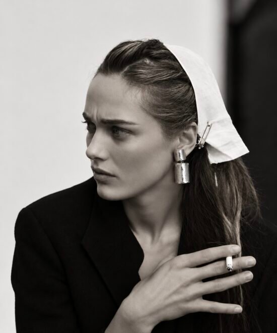 Alternative view of NOIR Silver Mini Geo Chic Earrings