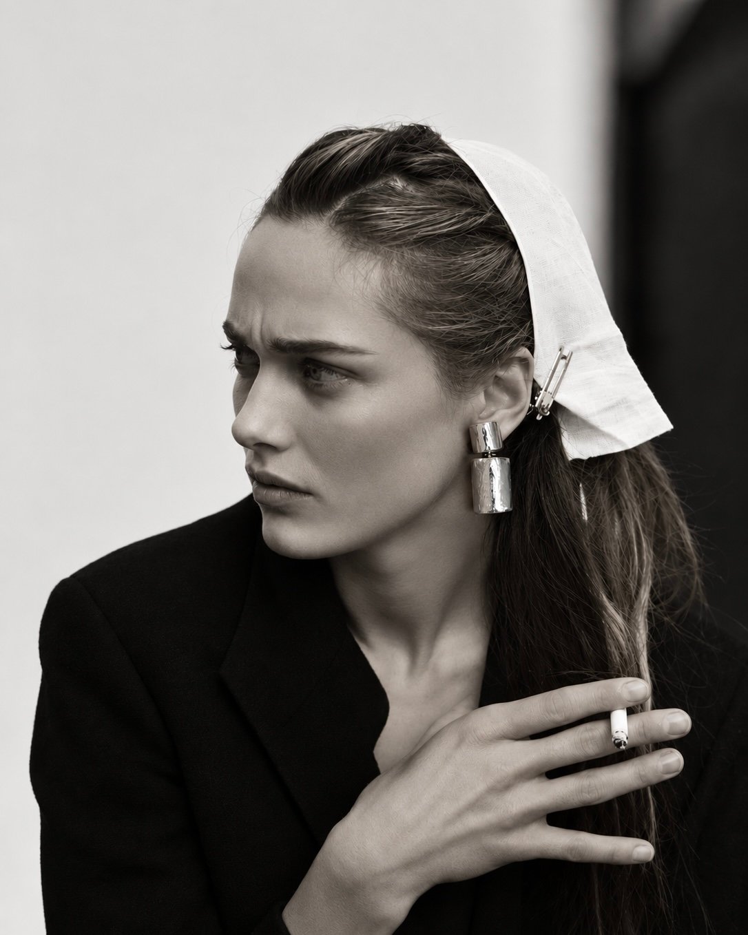 NOIR Silver Mini Geo Chic Earrings - Image 2