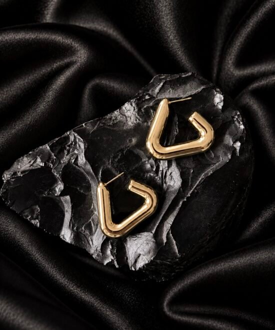 NOIR Gold Triangle Hoop Earrings