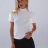 COMODE Short-Sleeve White Knit Top