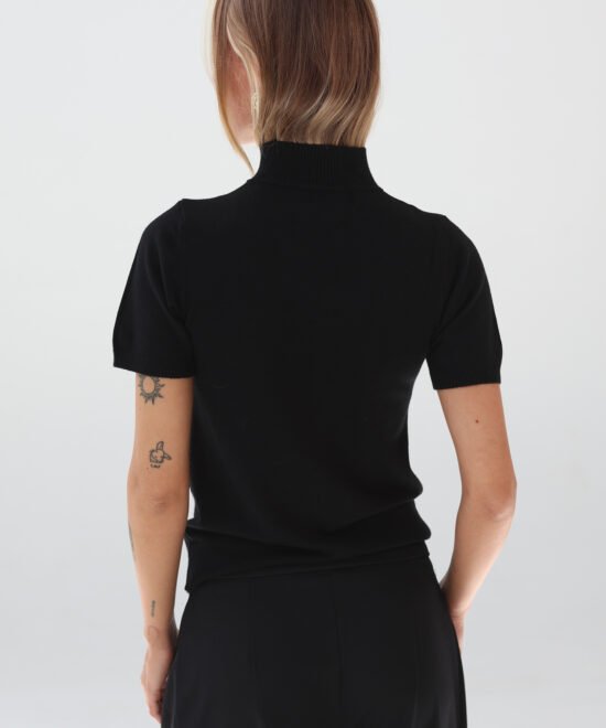 Alternative view of COMODE Short-Sleeve Black Knit Top