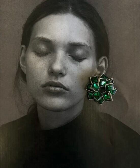 Alternative view of NOIR Green “Bloom” earrings