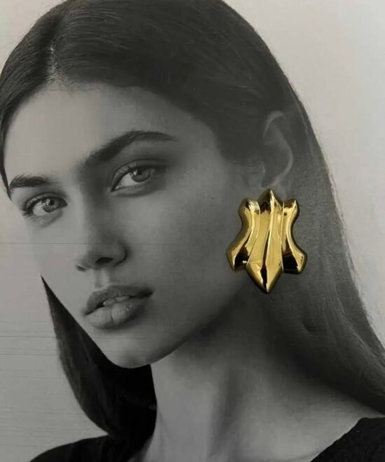 Alternative view of NOIR Gold Shield Earrings
