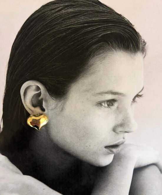 Alternative view of NOIR Golden Heart Earrings